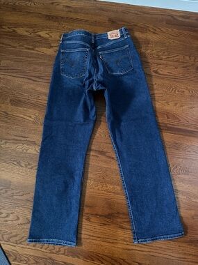 Levi's High Rise Straight Leg Jeans in Dark Blue Denim